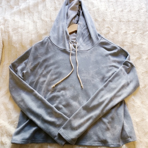 Cropped cloud colour hooded long sleeve - Picture 3 of 4
